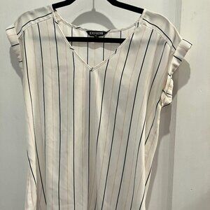 Express women's blouse white with pink and navy vertical stripes small